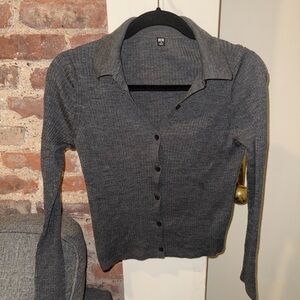 Uniqlo Dark Gray Button-Down Shirt